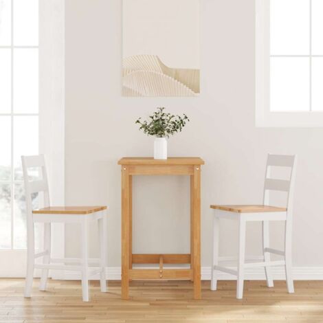 Barhocker 2 Stk. Weiß Massivholz Gummibaum vidaXL572418
