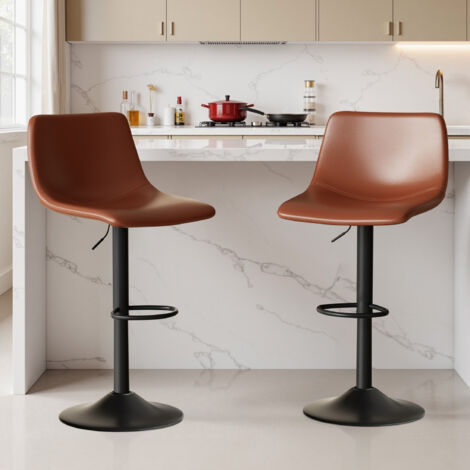 HAWTHYHOME Barhocker 2er Set ,Barhocker Höhenverstellbar mit lehne •Hocker •Küchenstühle mit Fußstütze •Barstühle Drehstühle •360°Drehbar Einfache Montage,Braun