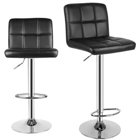 Barhocker 2er set - bigzzia Barstuhl höhenverstellbar - Küchenstühle mit lehne und Fußstütze - PU weiche Sitzfläche - Schwarz