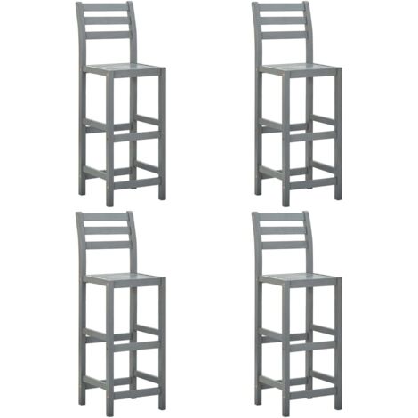 Barhocker 4 Stk. Grau Massivholz Akazie vidaXL