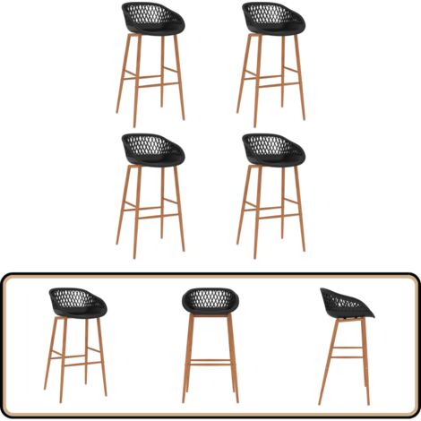Barhocker 4 Stk. Schwarz - Barhocker - Küchenstühle - Thekenstühle - Schwarze Möbel - Kunststoffsessel