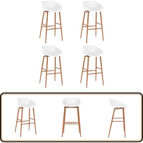 Barhocker 4 Stk. Weiß - Barhocker - Küchenstühle - Barstühle - Weiße Möbel - Esszimmerstühle