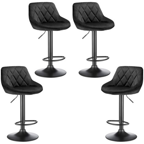 Barhocker 4er Set,Samtbezug,360° Drehstuhl,Barhocker Höhenverstellbar,hellgrau
