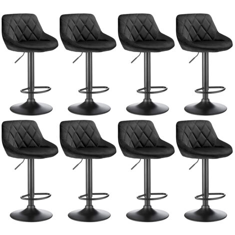 Barhocker 8er Set,Samtbezug,360° Drehstuhl,Barhocker Höhenverstellbar,hellgrau