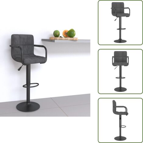 Barhocker Dunkelgrau Samt - Barhocker - Tresenhocker - Thekenhocker - Barstuhl
