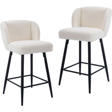 WAHSON OFFICE CHAIRS Barhocker für Küche aus Kunstfell Armlose Weiß 2er Set Wahson