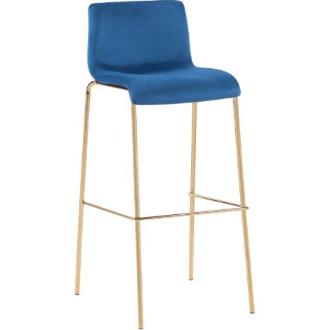 Barhocker Hoover Samt Vierfußgestell Gold blau