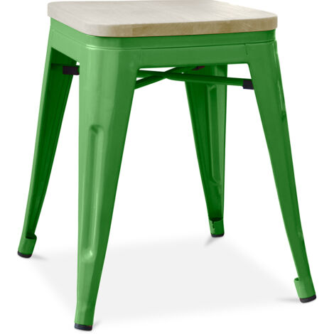 Barhocker im Industriedesign - Holz & Stahl - 45cm - Neuauflage - Stylix Grün