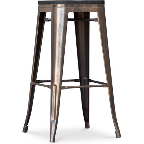 Barhocker - Industriedesign - Holz & Metall - 76cm - Stylix Metallic bronze