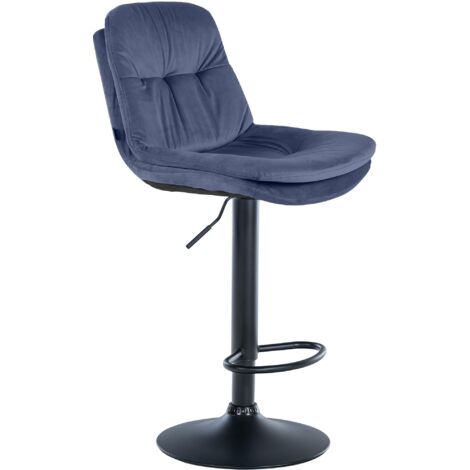 Barhocker Laurel Samt blau Metall matt schwarz
