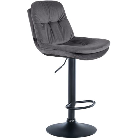 Barhocker Laurel Samt dunkelgrau Metall matt schwarz