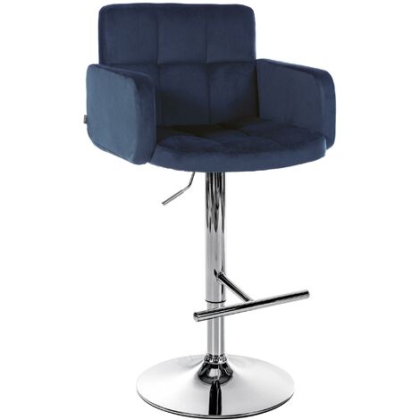 Barhocker Los Angeles Samt blau chrom