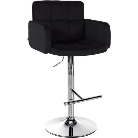 Barhocker Los Angeles Samt schwarz chrom