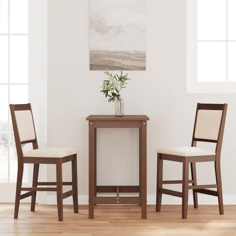 Barhocker Mit Kissen 2 Stk. Braun Massivholz Gummibaum - Vidaxl
