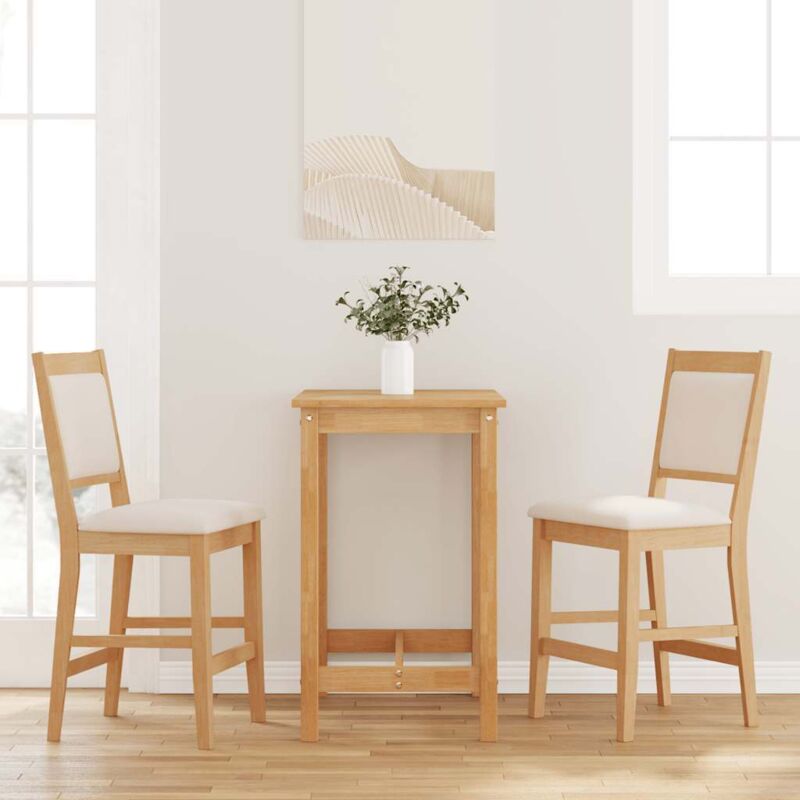 Barhocker Mit Kissen 2 Stk. Natur Massivholz Gummibaum - Vidaxl