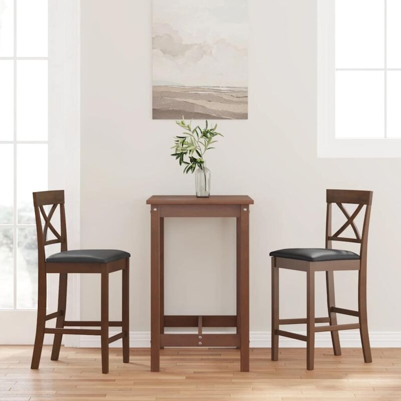 Barhocker Mit Kissen 2 Stk. Braun Massivholz Gummibaum - Vidaxl