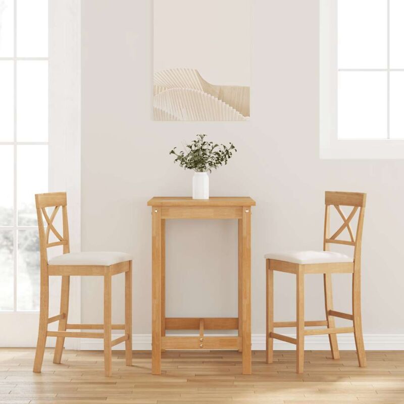 Barhocker Mit Kissen 2 Stk. Natur Massivholz Gummibaum - Vidaxl