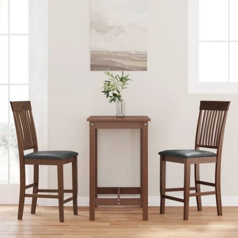 Barhocker mit Kissen 2 Stk. Braun Massivholz Gummibaum vidaXL