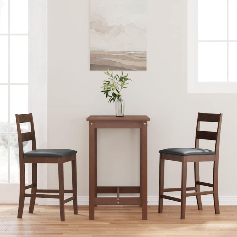 Vidaxl Barhocker Mit Kissen 2 Stk. Braun Massivholz Gummibaum