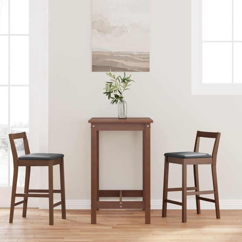 Barhocker Mit Kissen 2 Stk. Braun Massivholz Gummibaum Vidaxl