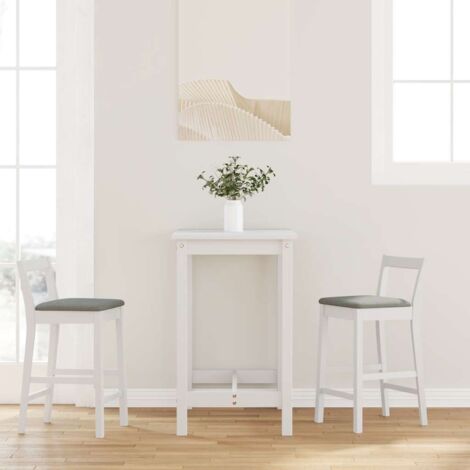 Barhocker mit Kissen 2 Stk. Weiß Massivholz Gummibaum vidaXL227688