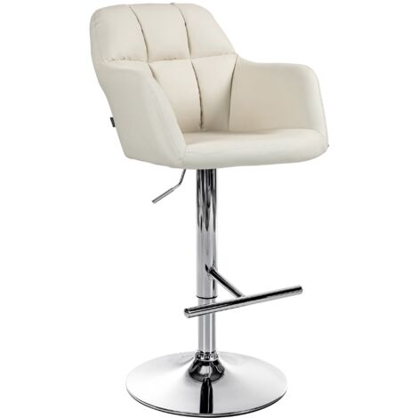 Barhocker Natoma Kunstleder creme Metall in Chromoptik