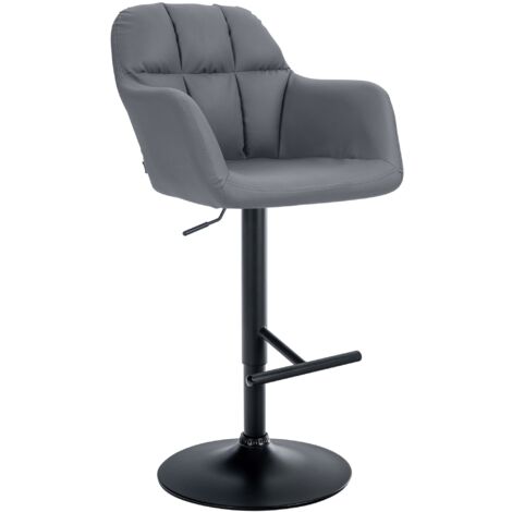 Barhocker Natoma Kunstleder grau Metall matt schwarz