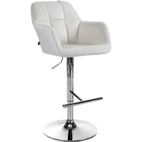 Barhocker Natoma Samt creme Metall in Chromoptik