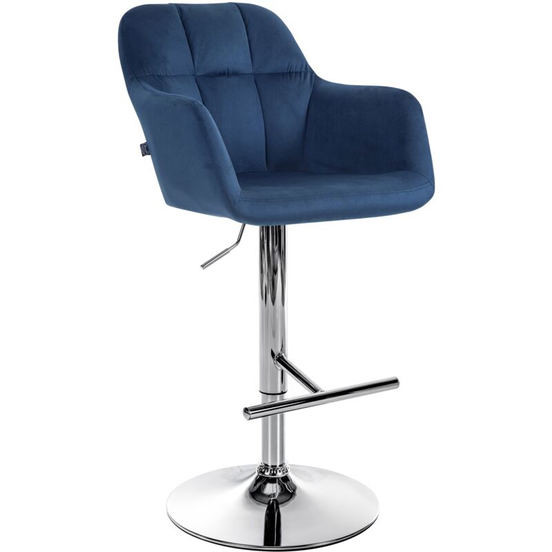 Clp Barhocker Natoma Samt Blau Metall In Chromoptik