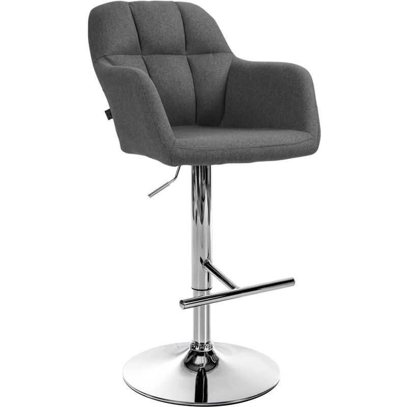 Clp - Barhocker Natoma Stoff Dunkelgrau Metall In Chromoptik