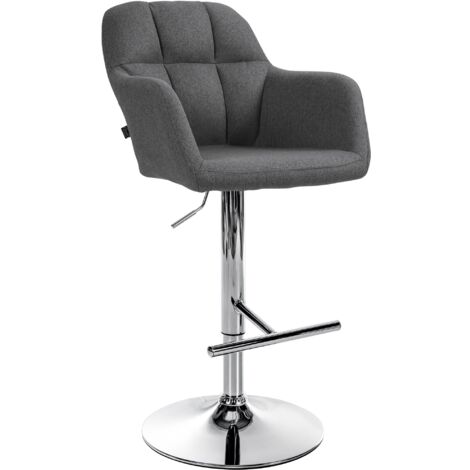 Barhocker Natoma Stoff dunkelgrau Metall in Chromoptik