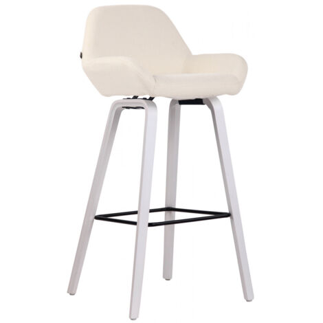 Barhocker Newnan Stoff 4-Fuß Gestell creme weiß (eiche)