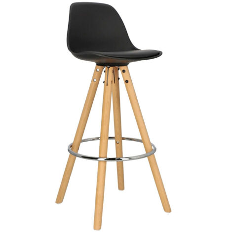 Barhocker Nord schwarz Öko-Leder Holz