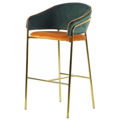 Barhocker Samt Grün Orange 53X52X99 Cm