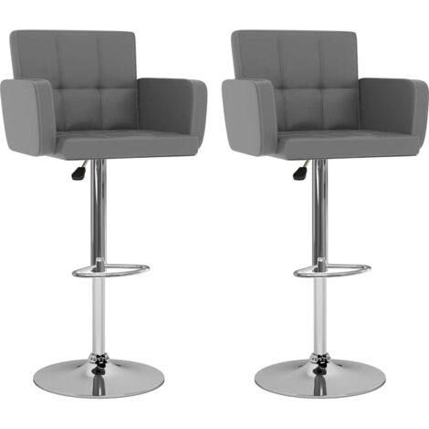 Barhocker Set aus 2 grauem Kunstleder