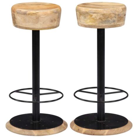 Barhocker-Set von 2 aus massivem Mangoholz