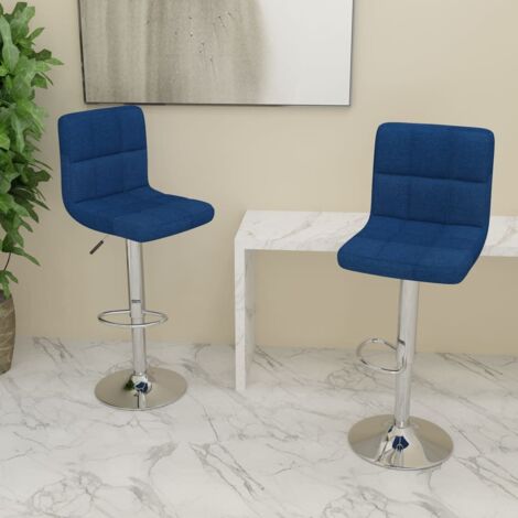 Barhocker Set von 2 blau Stoff