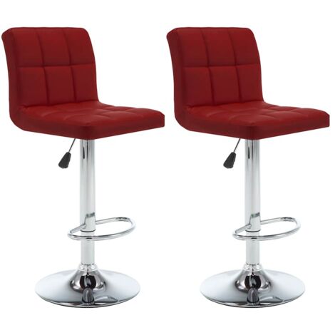 Barhocker Set von 2 Bordeaux-Rot Kunstleder