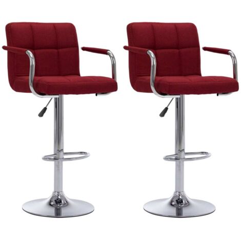 Barhocker Set von 2 Bordeaux Stoff