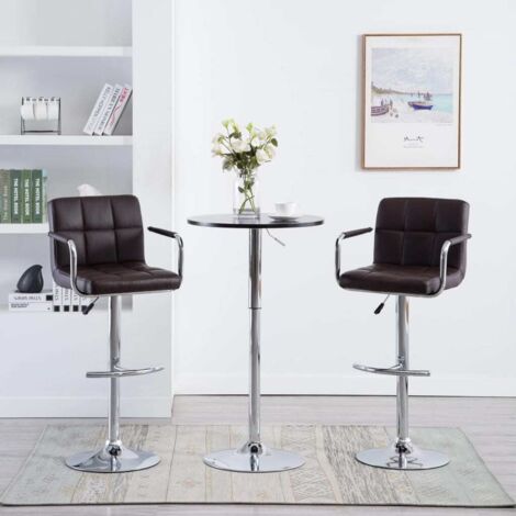 Barhocker Set von 2 braun Kunstleder