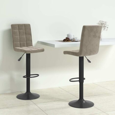 Barhocker Set von 2 hellgrau Samt