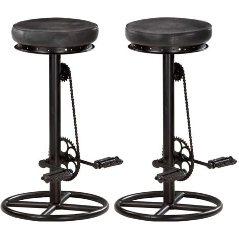 Barhocker Set von 2 schwarz echtes Ziegenleder