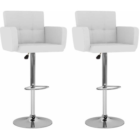 Barhocker Set von 2 Weiß Kunstleder