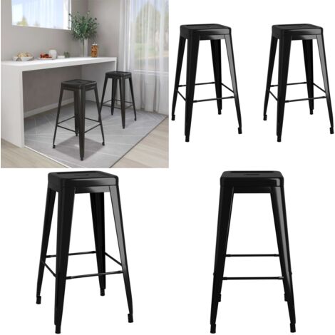 Barhocker Stapelbar 2 Stk. Schwarz Metall - Industrieller Barhocker - Barhocker Schwarz - Metall Barhocker - Höhmbarer Barhocker - Stapelbarer Barhocker - Home & Living
