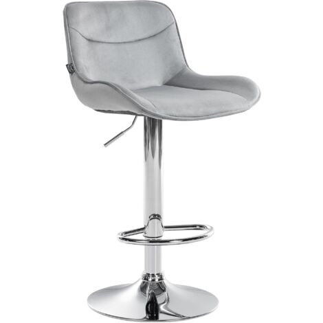 Barhocker Vonore Samt grau chrom