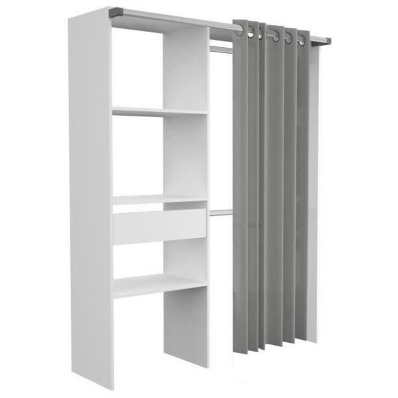 Bari Dressing non extensible Blanc 1 tiroir - l 143,5 x p 48 x h 181,9 cm
