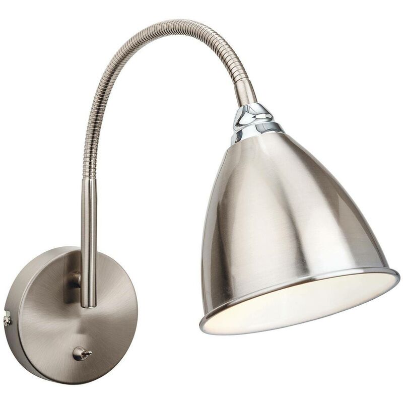 Firstlight Bari - 1 Light Indoor Wall Light (Switched) Brushed Steel, Chrome, E14