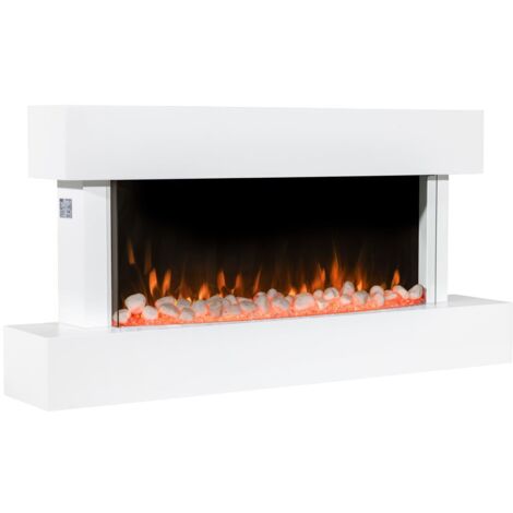 Baridi DH113 Wall Mounting Electric Fireplace with LED Flame Effect 46"" - White