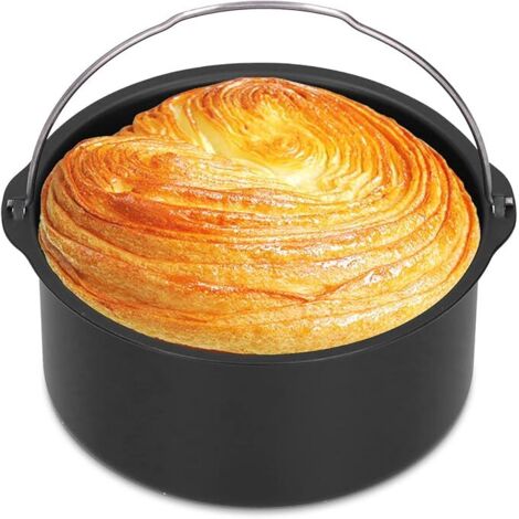 Baril à Gâteau, 7 Inch Plat de Cuisson Antiadhésif pour Friteuse Air Baril Gâteaus Accessoires pour Friteuse Pain Panier de Cuisson Pizza Assiette Pizza Gril Pot Tapis Gâteau Plateau