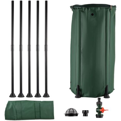 Baril de Pluie Pliable Portable, Réservoir de Stockage d'eau de 100 L, Kit de Baril de Collecte d'eau de Pluie, Bâche en PVC 500D, Filtre de Descente Pluviale